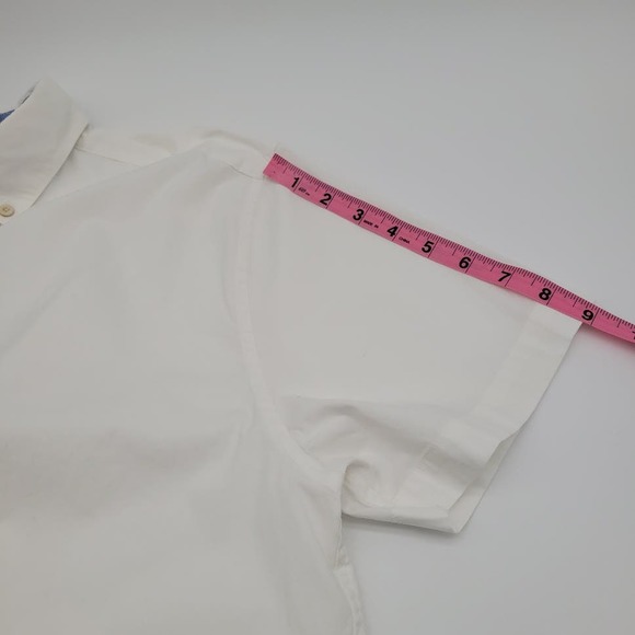 Crown & Ivy White Oxford Short Sleeve Button Shirt Sz L - Picture 7 of 8
